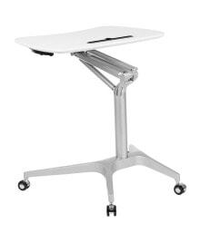 EMMA+OLIVER mobile Sit-Down, Stand-Up Ergonomic Computer Desk - Standing Desk