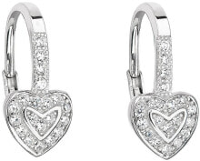 Женские ювелирные серьги серебряные серьги с цирконием белое сердце 11189.1