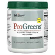 Пребиотики и пробиотики nutricology, ProGreens с улучшенной формулой с пробиотиками, 265 г (9,27 унции)