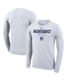Nike men's White Creighton Bluejays On Court Bench Long Sleeve T-shirt