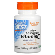 Докторс Бэст, витамин C с высокой усвояемостью с PureWay-C, 500 мг, 60 таблеток