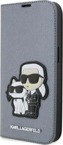 Karl Lagerfeld Etui Karl Lagerfeld KLBKP14XSANKCPG Apple iPhone 14 Pro Max bookcase srebrny/silver Saffiano Karl & Choupette