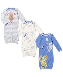 Купить детские пижамы для мальчиков Star Wars: Baby Boys C-3PO R2-D2 Chewbacca Baby 3 Pack Long Sleeve Swaddle Sleeper Gowns Newborn