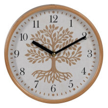 Настенное часы Дерево Белый Натуральный Деревянный Стеклянный 22 x 22 x 4,5 cm