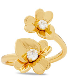 Купить кольца и перстни kate spade new york: Gold-Tone Pavé Flower Wrap Ring