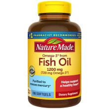 Рыбий жир и Омега 3, 6, 9 nature Made Fish Oil One Per Day ЭПК и ДГК омега - 3 жирных кислот против риска ишемической болезни сердца 1200 мг  100 гелевых капсул
