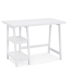 Simplie Fun contemporary Wood Writing Desk with Storage, White