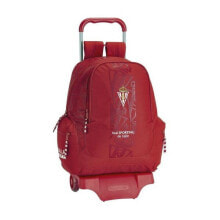 Детские школьные рюкзаки и ранцы для мальчиков школьный рюкзак с колесиками для мальчиков Real Sporting de Gijon красный цвет