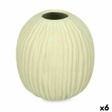 Vase Green Dolomite 15 x 18 x 15 cm (6 Units) Sphere Stripes