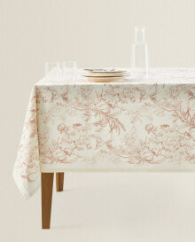 Toile de jouy cotton tablecloth