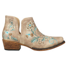 Roper Ava Floral Embroidered Snip Toe Cowboy Booties Womens Beige Casual Boots 0 купить в аутлете