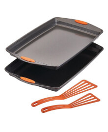 Bakeware Oven Lovin' Nonstick Double Batch Cookie Pan and Utensil Set, 4-Pc., Orange Handles