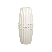 Vase Romimex White Silver Ceramic 13 x 32 x 13 cm