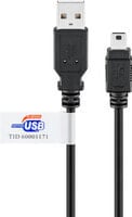 Goobay USB MINI-B 5 pin 300 Cert 3 м, 3 м, Мини-USB B, USB A, Мужской/Мужской, Черный