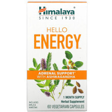 Ашваганда himalaya, Hello Energy, Adrenal Support With Ashwagandha, 60 Vegetarian Capsules