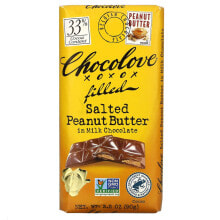 Chocolove, Соленая арахисовая паста в молочном шоколаде, 33% какао, 90 г (3,2 унции)