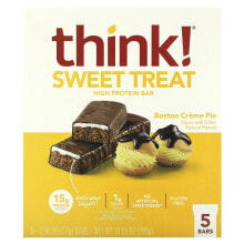 Think !, Sweet Treat, батончик с высоким содержанием протеина, бостонский кремовый пирог, 5 батончиков, 57 г (2,01 унции)