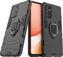 Hurtel Ring Armor pancerne hybrydowe etui pokrowiec + magnetyczny uchwyt Samsung Galaxy A72 4G czarny