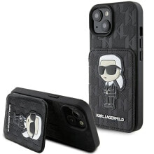 KARL LAGERFELD Klhcp15Ssakknsck iPhone 151413 6.1 Saffiano Cardslots And Stand Monogram Ikonik Patch phone case