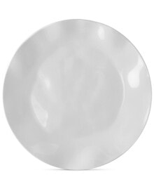 Ruffle White Melamine Dinner Plates, Set of 4