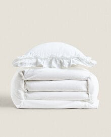 Linen ruffle bedspread