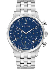 Мужские наручные часы с браслетом Мужские наручные часы с серебряным браслетом Bulova 96B358 classic chronograph 43mm 3ATM