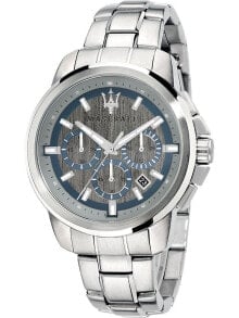 Аналоговые мужские наручные часы с серебряным браслетом Maserati R8873621006 Successo chrono 44mm 5ATM