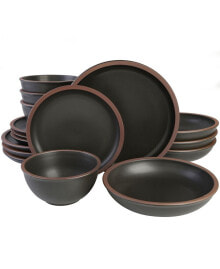 Elite Lagos Double Bowl-16 Piece Dinnerware Set,  Service for 4