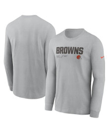 Nike men's Silver Cleveland Browns Infograph Lock Up Performance Long Sleeve T-shirt