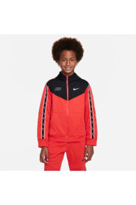 Sportswear Repeat Full-Zip Hoodie Çocuk Kırmızı Sweatshirt DZ5622-696