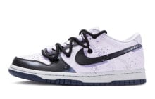 【定制球鞋】 Nike Dunk Low Copper Swoosh 国风 落英 解构 手绘喷绘 低帮 板鞋 GS 紫黑 / Кроссовки Nike Dunk Low Copper Swoosh GS DX1663-400