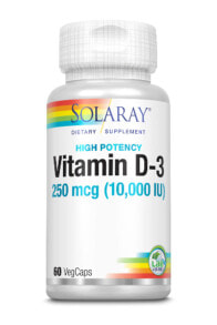 Витамин D solaray High Potency Vitamin D-3 --- Витамин D-3 -- 250 мкг - 600 растительных капсул