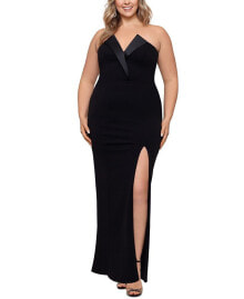 Купить черные женские платья Betsy & Adam: Plus Size Strapless Gown