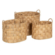 Set of Baskets Beige Natural Fibre 45 x 35 x 41 cm (3 Units)