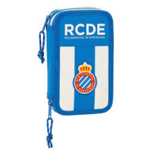 Школьные пеналы Пенал RCD Espanyol 2 отделения, бело-голубой цвет, 28 предметов