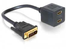 DeLOCK Adapter DVI 25 male > 2x HDMI female DVI-D Черный 65069