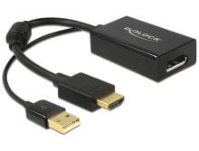 Компьютерные разъемы и переходники DeLOCK 0.245m HDMI+USB2.0-A/DisplayPort 0,254 m HDMI + USB Черный 62667