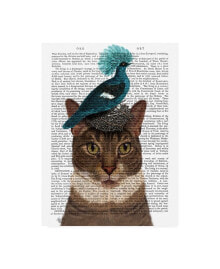 Trademark Global fab Funky Cat with Nest and Blue Bird Canvas Art - 15.5