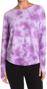 Купить женские футболки и топы Theo and Spence: THEO AND SPENCE 280574 Ribbed Sleeve Pullover In Purple Marble, Size Large