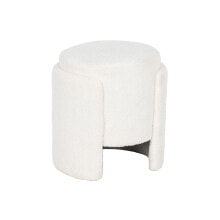 Footrest Home ESPRIT White Polyester MDF Wood Scandi 40 x 40 x 43 cm