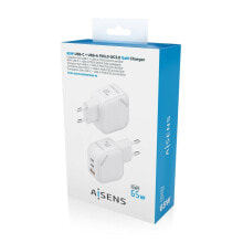 AISENS ASCH-65W3P026-W зарядное устройство для мобильных устройств Универсальная Белый Кабель переменного тока Быстрая зарядка Для помещений