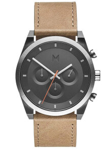 Мужские наручные часы с ремешком Мужские наручные часы с коричневым кожаным ремешком MVMT 28000044-D Element Chrono Graphite Sand 44mm 5ATM