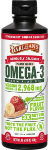 Рыбий жир и Омега 3, 6, 9 Barlean's Seriously Delicious Omega-3 Flax Oil Smoothie Strawberry Banana Льняное масло с высоким содержанием омега 3  со вкусом фруктового смузи 454 г