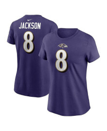 Nike women's Lamar Jackson Purple Baltimore Ravens Player Name and Number T-shirt
