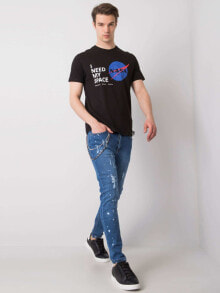 Мужские джинсы Мужские синие джинсы зауженные  с потертостями -SKN0104-522-