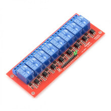 8 channel optoisolation relay module - 10A/250VAC contacts - 12V coil - red
