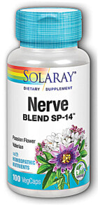 Витамины и БАДы для нервной системы Solaray Nerve Blend SP-14 Комплекс с валерианой, пассифлорой, древесным бетоном, имбирем, хмелем и тюбетейкой 100 капсул