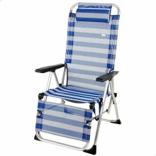 Reclining lounder Colorbaby textilene Aluminium Blue White 149 x 49 x 78 cm