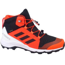 Детские демисезонные кроссовки и кеды для мальчиков Мужские кроссовки спортивные треккинговые оранжевые текстильные высокие демисезонные Adidas Terrex Mid Gtx K