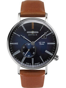 Мужские наручные часы с ремешком мужские наручные часы с коричневым кожаным ремешком Zeppelin 7134-3 Rome Mens 41mm 5ATM